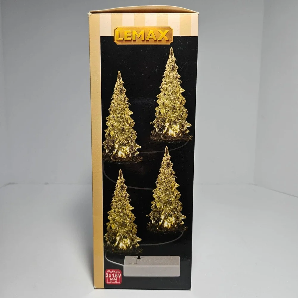 Lemax Crystal Lighted Tree Set of 4 Color Changing Small Christmas Village 14880